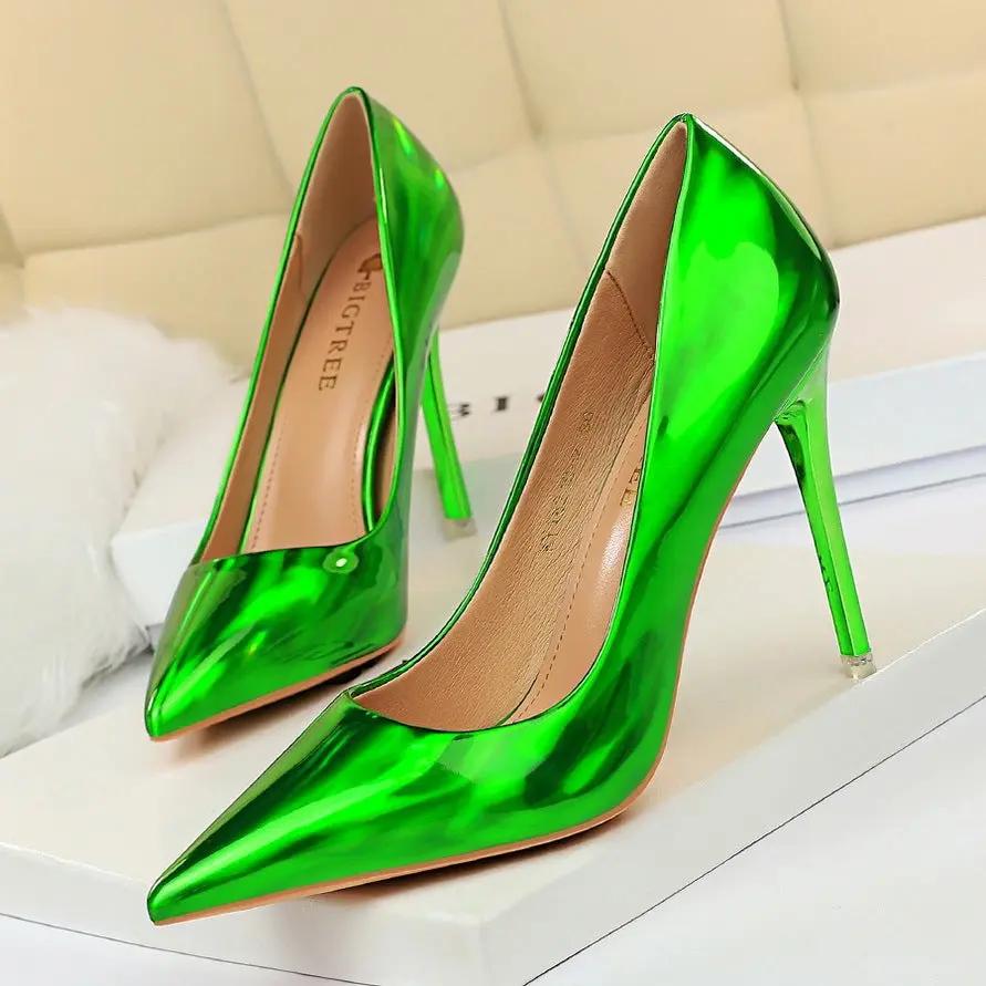 Glossy patent leather heels Cjdropshipping