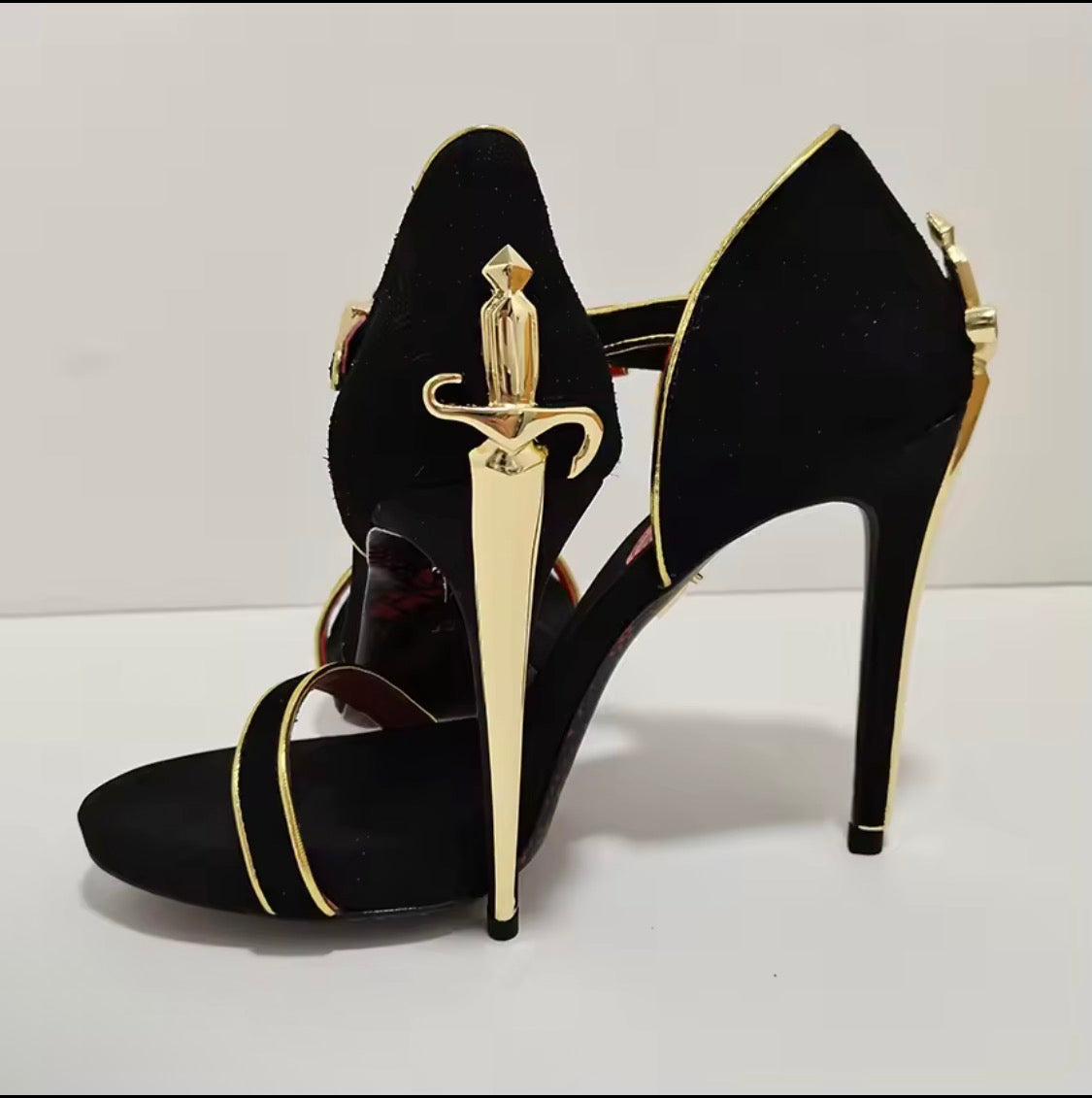 Elegant Dagger-Heel Velvet & Leather Sandals | Luxury Gothic Formal Stilettos