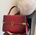 Vintage Crocodile Pattern Satchel Handbag