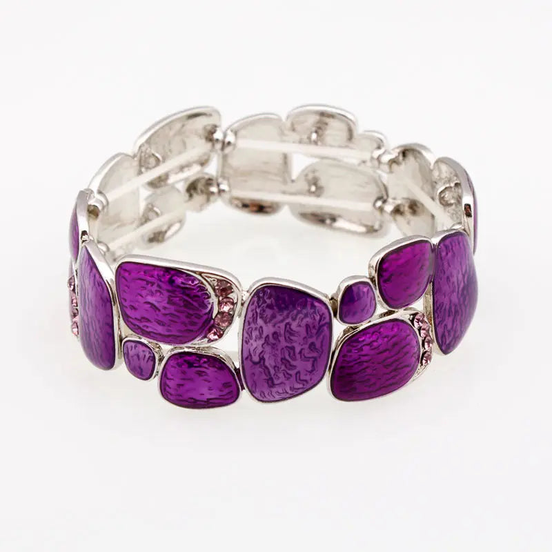 Geometric Enamel Stretch Bracelet For Women Dropshipman