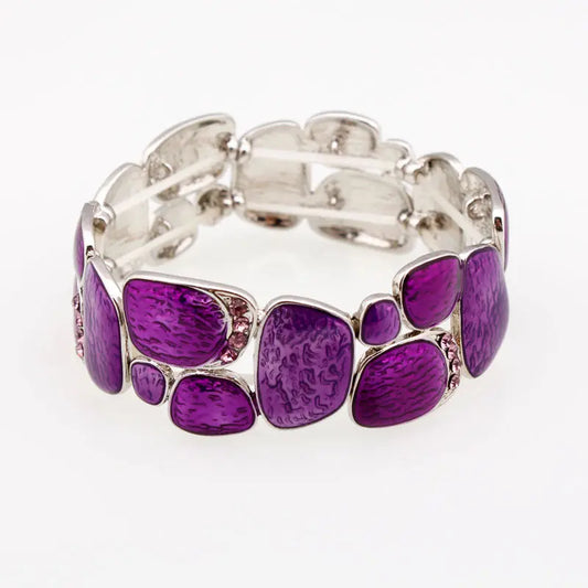 Geometric Enamel Stretch Bracelet For Women Dropshipman