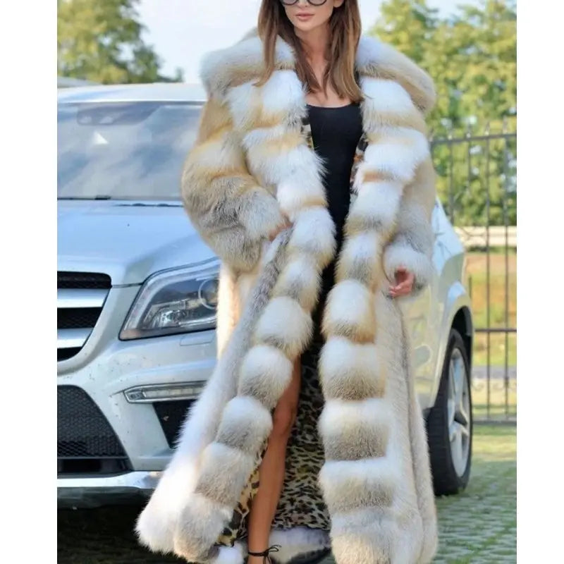 Mid-length Coat With Hooded European And American Faux Fur JNi3 shop