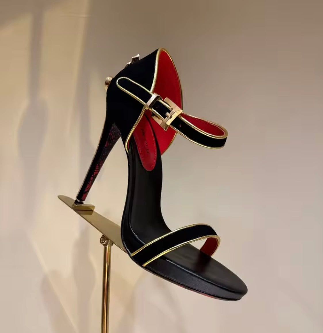 Black Leather Purse and Shoe Set | Gold Accent Boots or Heels, Genuine Leather, Cowhide