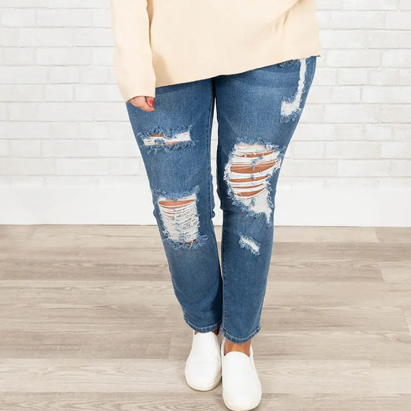 Women's Plus Size Worn Fashion Jeans Women JNi3 shop