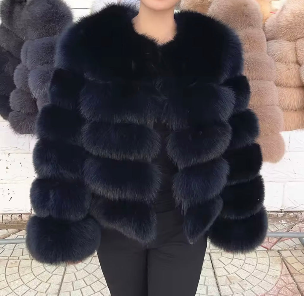 Luxury Genuine Fox Fur Cropped Jacket