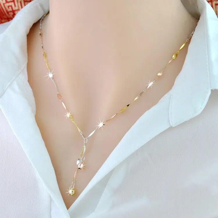 925 Sterling Silver 18K Color Gold Necklace Cjdropshipping