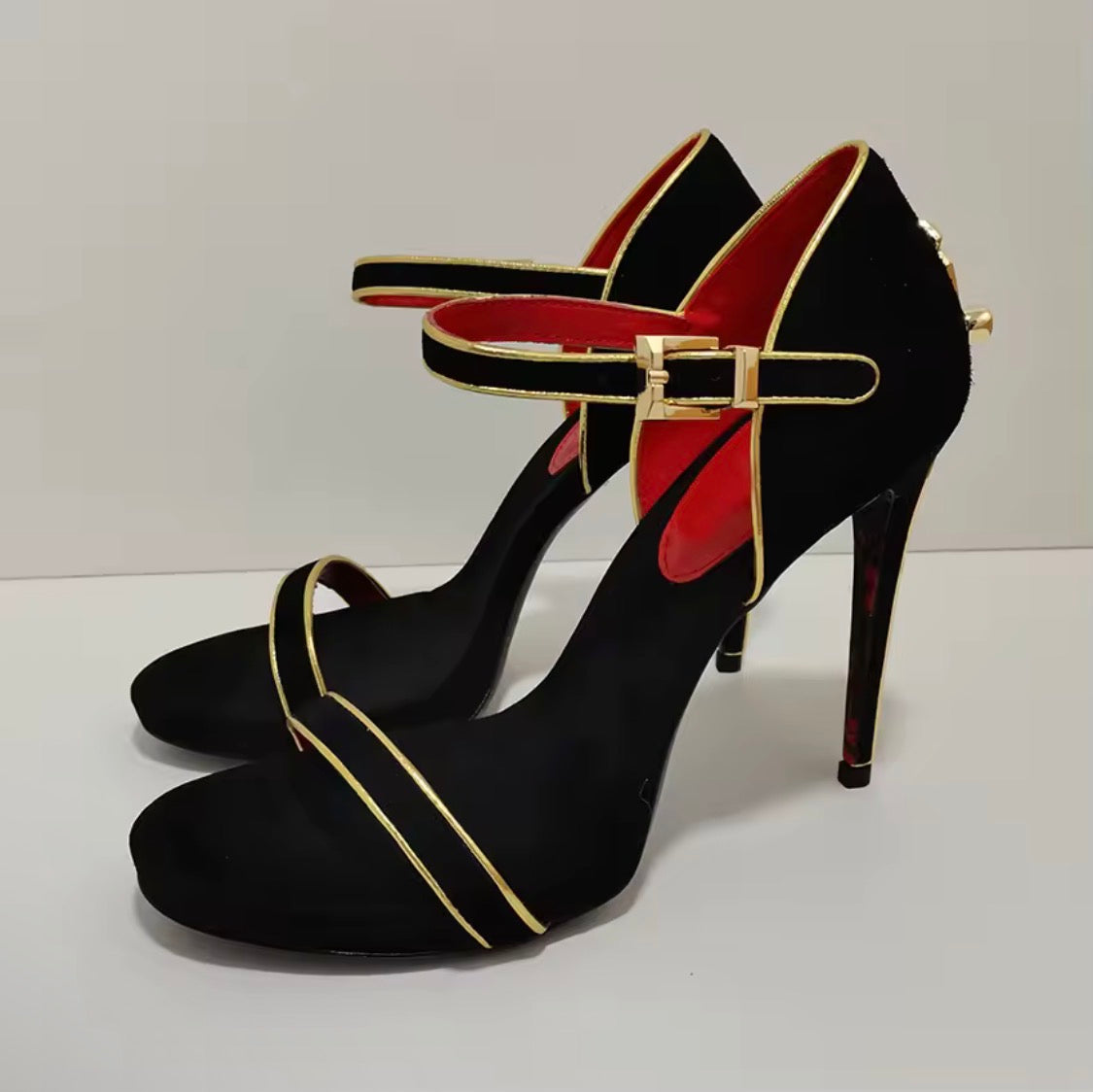 Elegant Dagger-Heel Velvet & Leather Sandals | Luxury Gothic Formal Stilettos