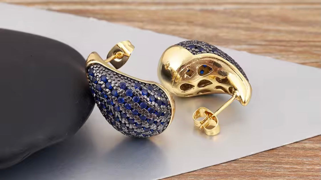 The Baroque Sapphire Complete Outfit Set | Navy Blue Tweed Bow-Tie Dress, Matching Stiletto Heels, Structured Vanity Handbag & Gold Birthstone Jewelry Set | Luxury Boutique Curated Collection