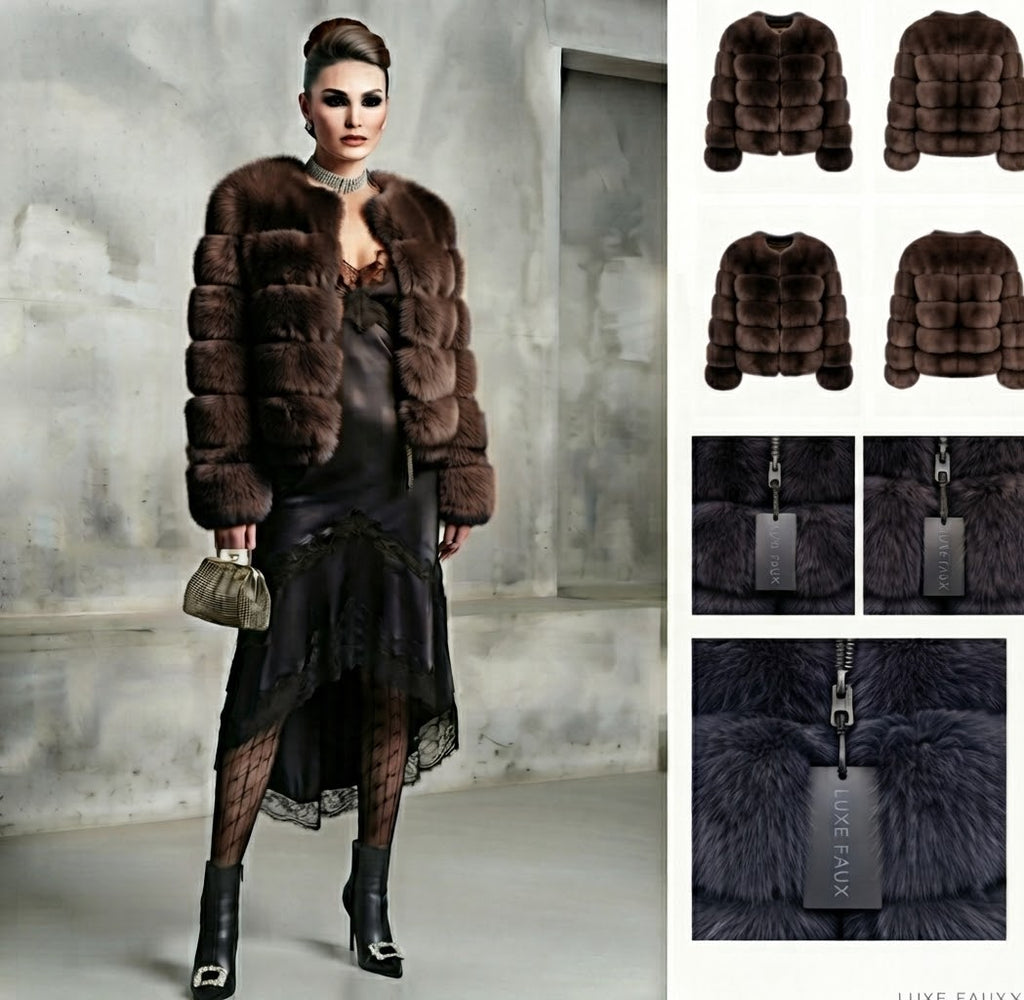 Luxury Genuine Fox Fur Cropped Jacket