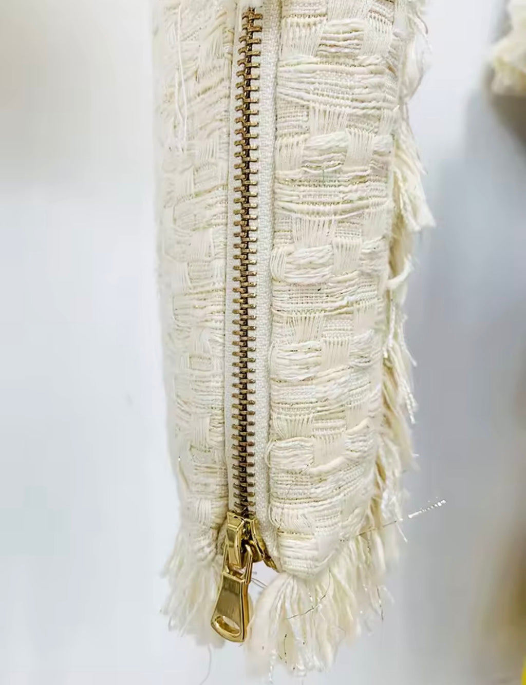 Cream Tweed 2 Piece Set | Fringe Cropped Tweed Jacket & Pleated Mini Skirt | Old Money Aesthetic Outfit | Parisian Chic Matching Set