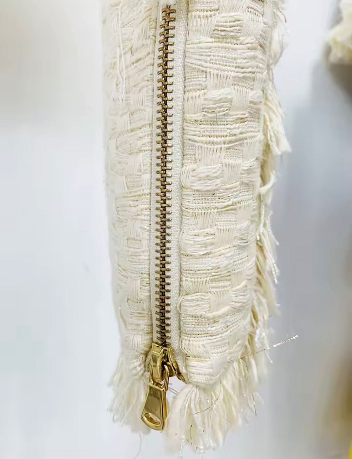 Cream Tweed 2 Piece Set | Fringe Cropped Tweed Jacket & Pleated Mini Skirt | Old Money Aesthetic Outfit | Parisian Chic Matching Set