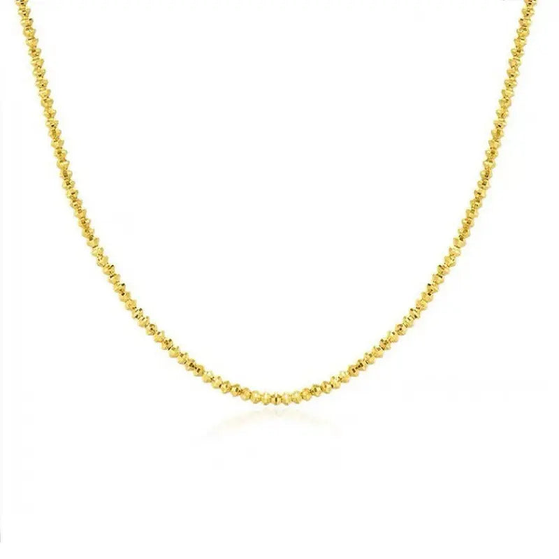 18K Gold Necklace Bungee Laser Bead Wave Bead Chain Cjdropshipping