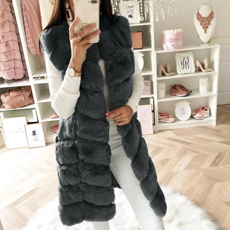 Fur Long Vest Cotton-padded Coat null