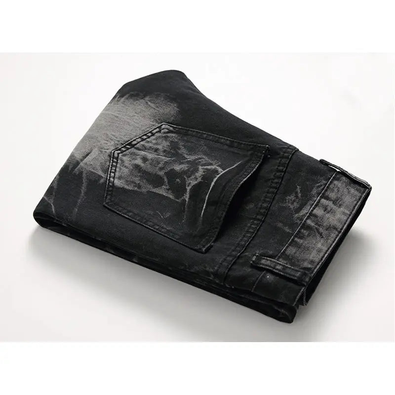 Ripped Black Jeans Men's Autumn And Winter Plus Size Straight-leg Denim Denim Trousers Dropshipman