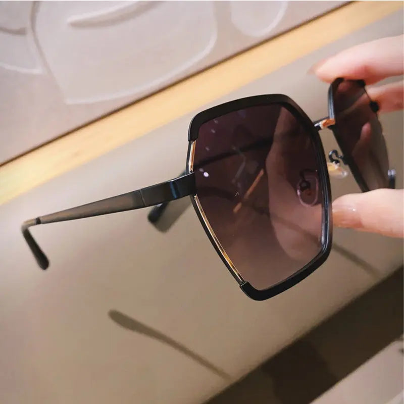 Vintage Half-Frame Oversize Metal Square Eyewear Uv400 Women UV Protection Sunglasses Cjdropshipping