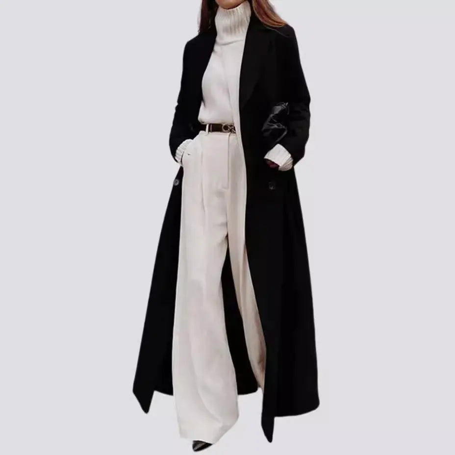 Autumn And Winter European And American Leisure Long Pure Color Warm Keeping Woolen Coat Women Cjdropshipping