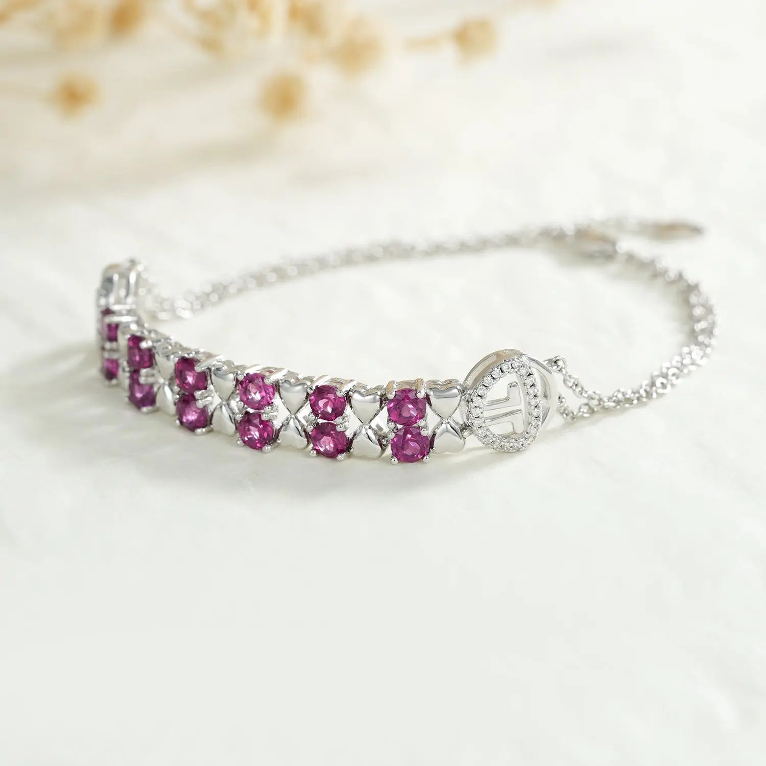 S925 Sterling Silver Purple Garnet Bracelet Women Fashion Zircon Light Luxury Jewelry - JNi3 shop