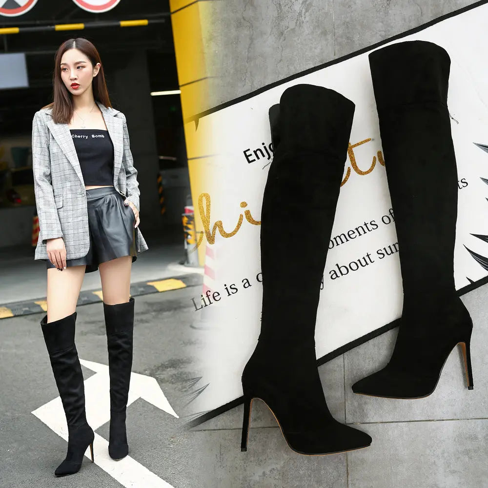 Stiletto Heel Pointed Toe 32-46 Size Over The Knee Boots Dropshipman