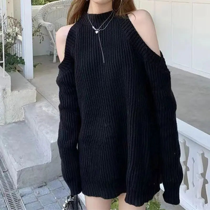 High-end Mock Neck Sweater Dress Women's Season Loose JNi3 shop