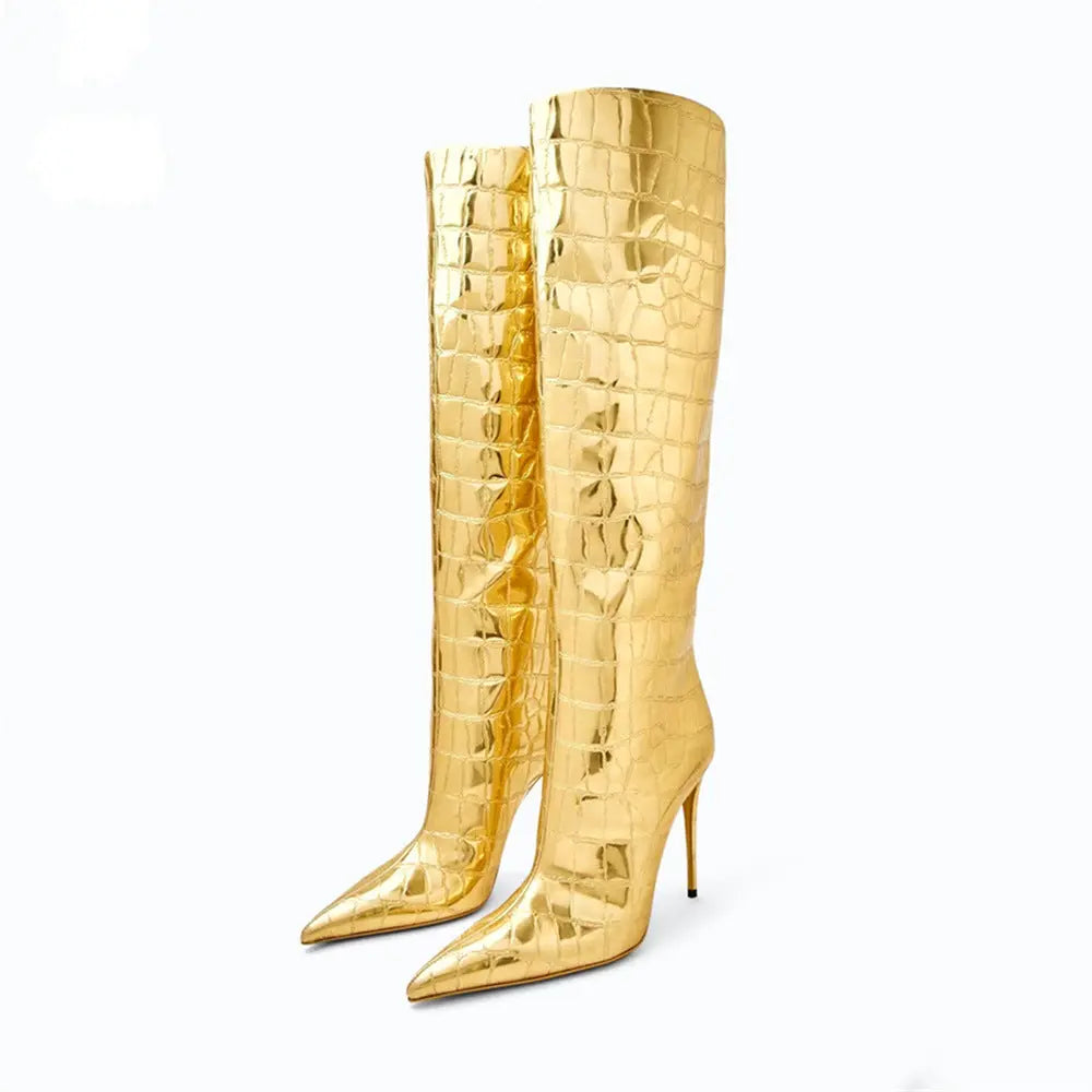 Women's Fashion Pointed Stiletto Heel Leopard Print Boots Dropshipman