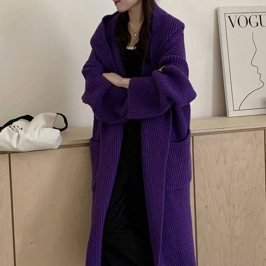 Loose Hooded Sweatshirt Women's Extended Cardigan Coat Dropshipman
