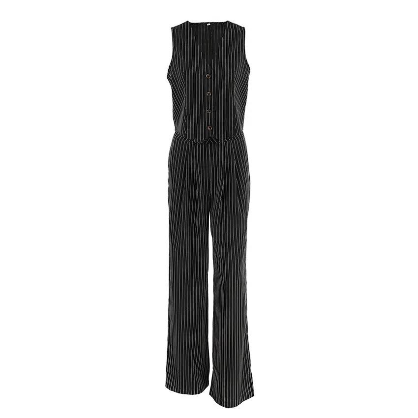 Striped Sleeveless Waistcoat Vest Trousers Suit Women Cjdropshipping