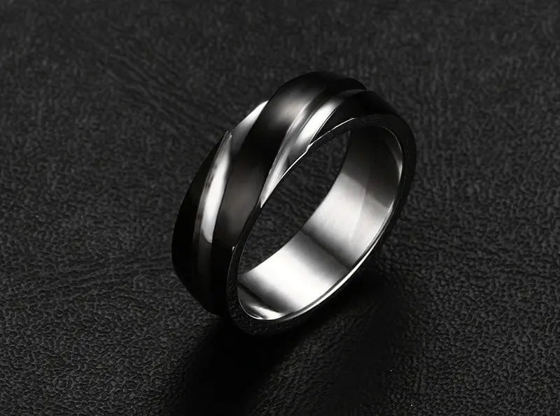 Black Titanium Steel Twill Men's Ring JNi3 shop