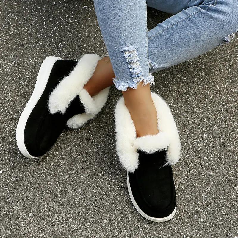 Snow Boots Warm Winter Shoes Plush Fur Ankle Boots Women Cjdropshipping