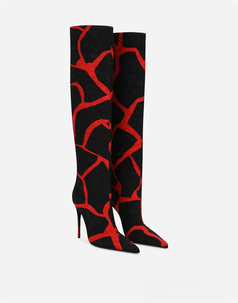Women's Fashion Pointed Stiletto Heel Leopard Print Boots Dropshipman
