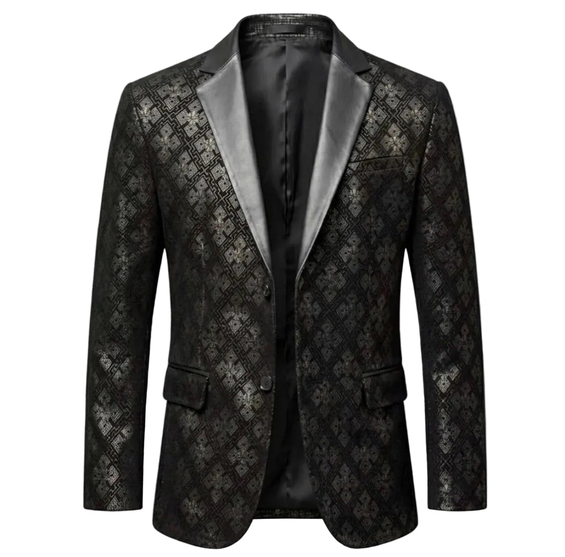 Men's Genuine Sheepskin Leather Blazer Jacket, Luxury Textured Pattern Slim Fit Sport Coat, Black Leather Tuxedo Blazer for Men, Gift for Him