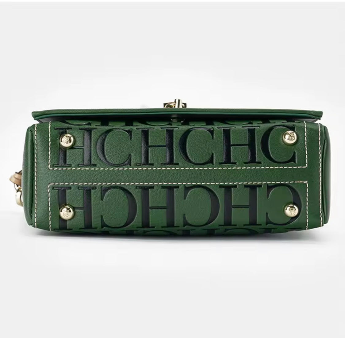 Embossed Letter Monogram Square Crossbody Bag with Padlock Detail & Wide Strap