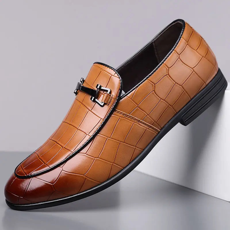 Men's Plaid Light Luxury Plus Size Rubber Sole Lightweight Leather Shoes Cjdropshipping