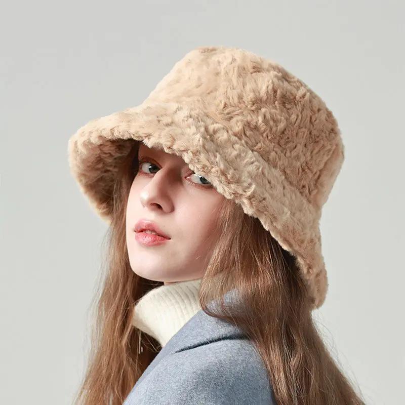 Lambswool Fisherman Hat Winter Warm Fashionable Solid Color Hats For Women JNi3 shop