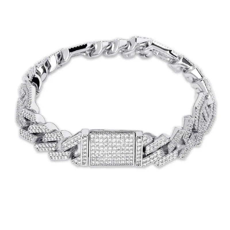 Full Zircon Hip Hop Cuban Chain Bracelet JNi3 shop
