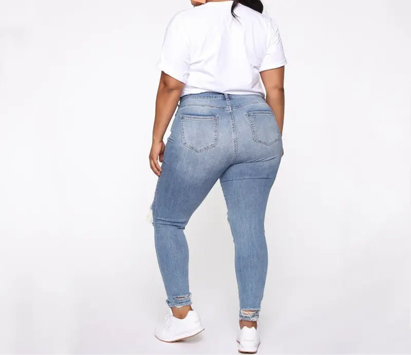 Women Clothes Ripped Plus Size Ladies Denim Pants Jeans JNi3 shop
