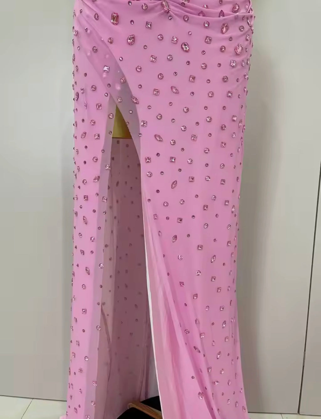 Pink Crystal Rhinestone Evening Gown, Formal Prom Dress, Glamour Bodycon Corset Maxi Dress, Sparkly Birthday Gala Dress, High Slit Gown