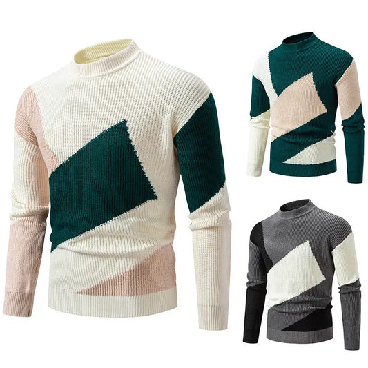 Sweater Men's Round Neck Multicolor Pullover Sweater Cjdropshipping
