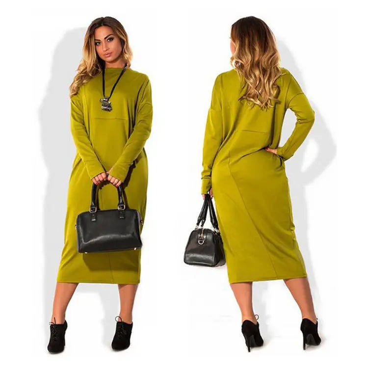 Plus size women's long sleeve dress Cjdropshipping