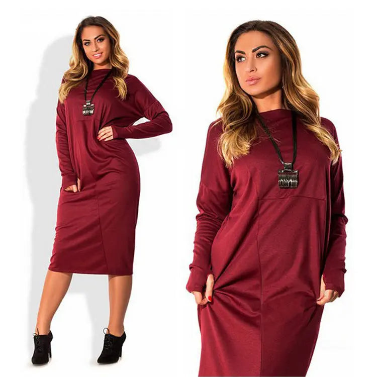 Plus size women's long sleeve dress Cjdropshipping