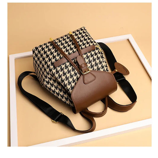 Houndstooth Backpack Women High Capacity Travel Bags Girls - JNi3 shop