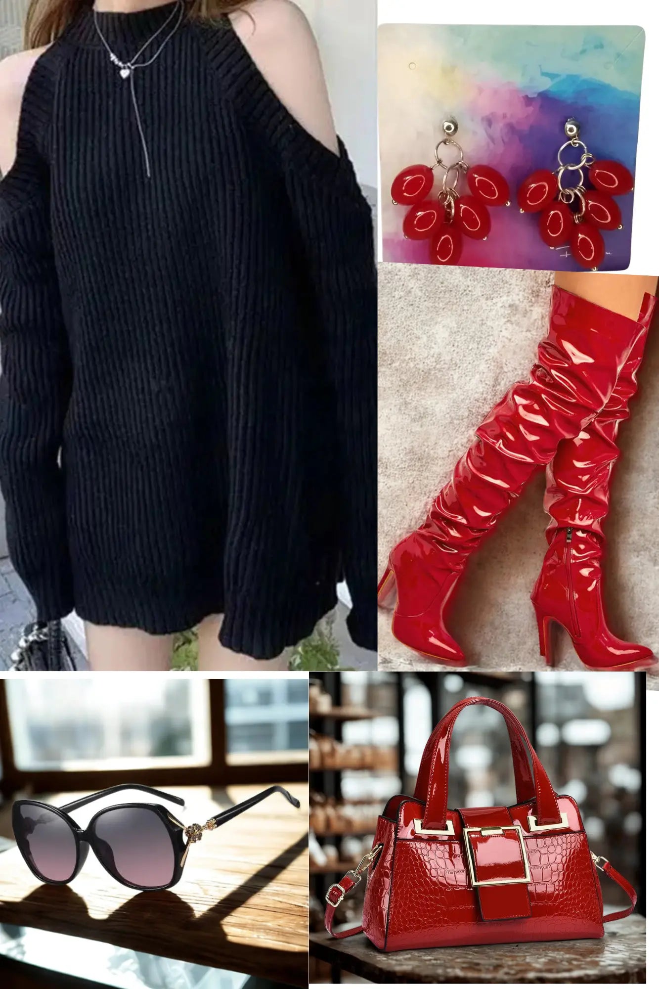 Sweater Dress outfit (black/red) Dropshipman