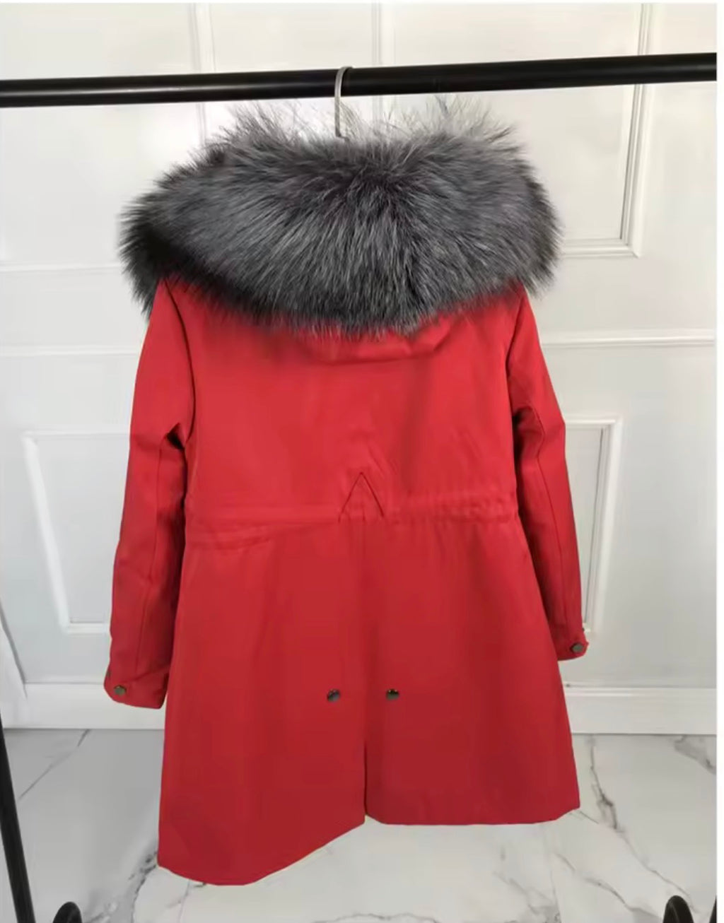 Luxury Real Fox Fur Trim Parka Jacket | Oversized Fur Hood Winter Coat