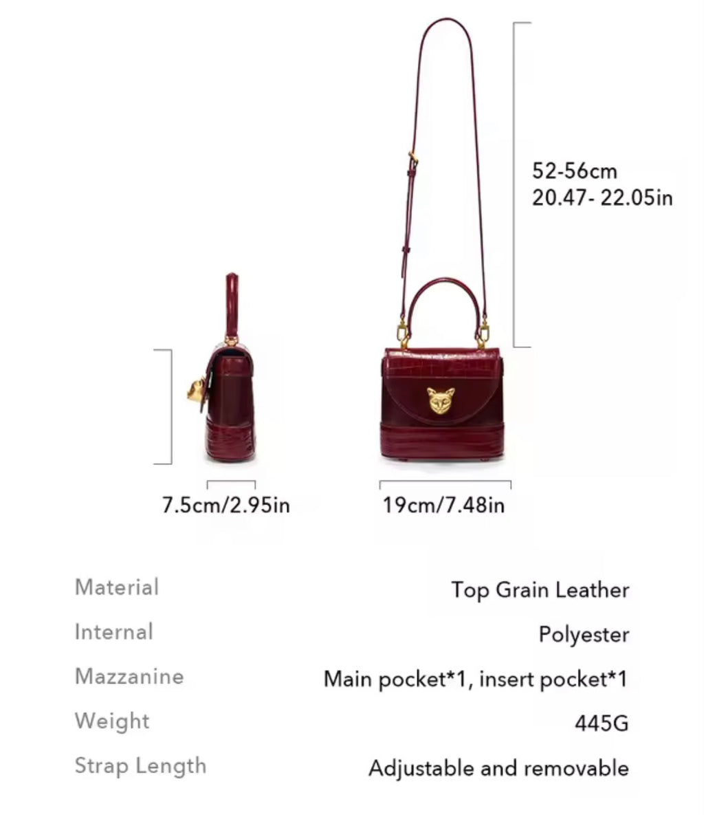BAFELLI Designer Genuine Leather Crocodile Grain Bucket Bag – Luxury Cat Accent Crossbody Purse & Evening Shoulder Handbag