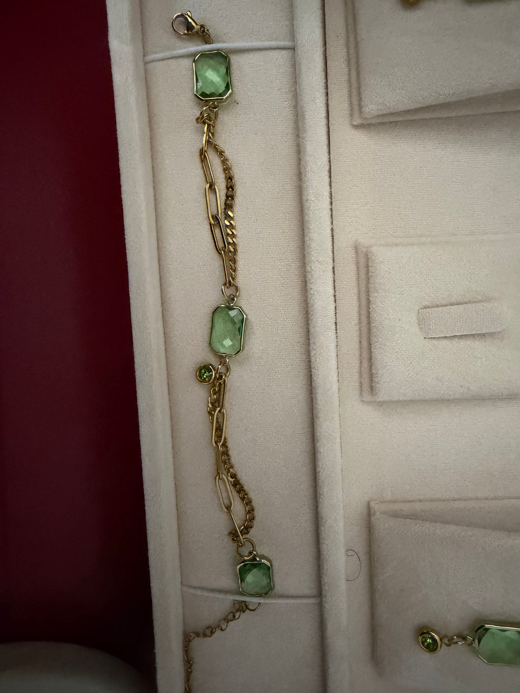 18k Gold PVD Birth Month double layered pendant Necklace, Bracelet and Earrings 3 pce set.