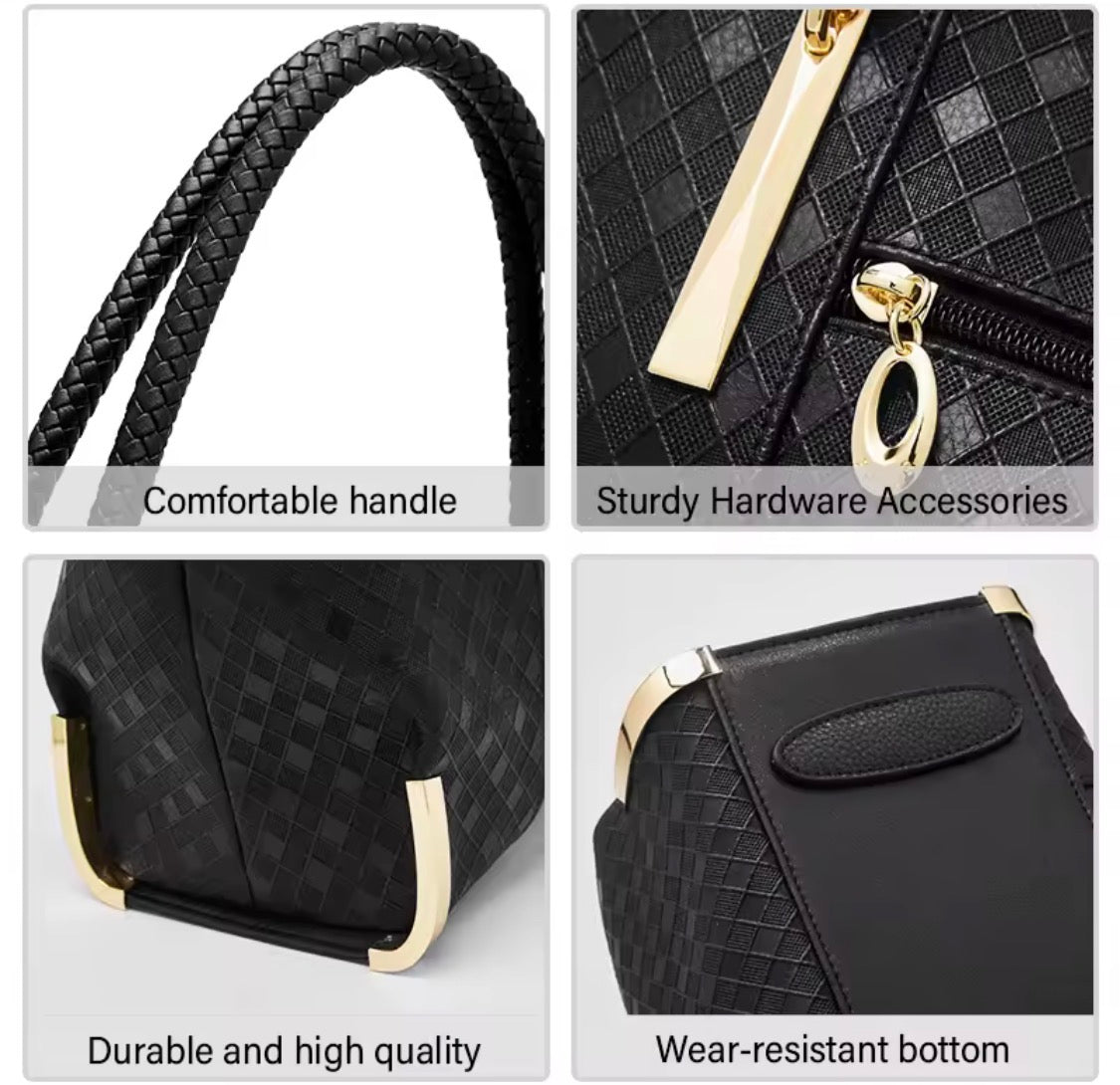 Black Genuine Leather Tote Bag