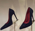 Luxury Crystal Embellished Stiletto High Heels – Designer-Inspired Pointed Toe Rhinestone Pumps for Evening