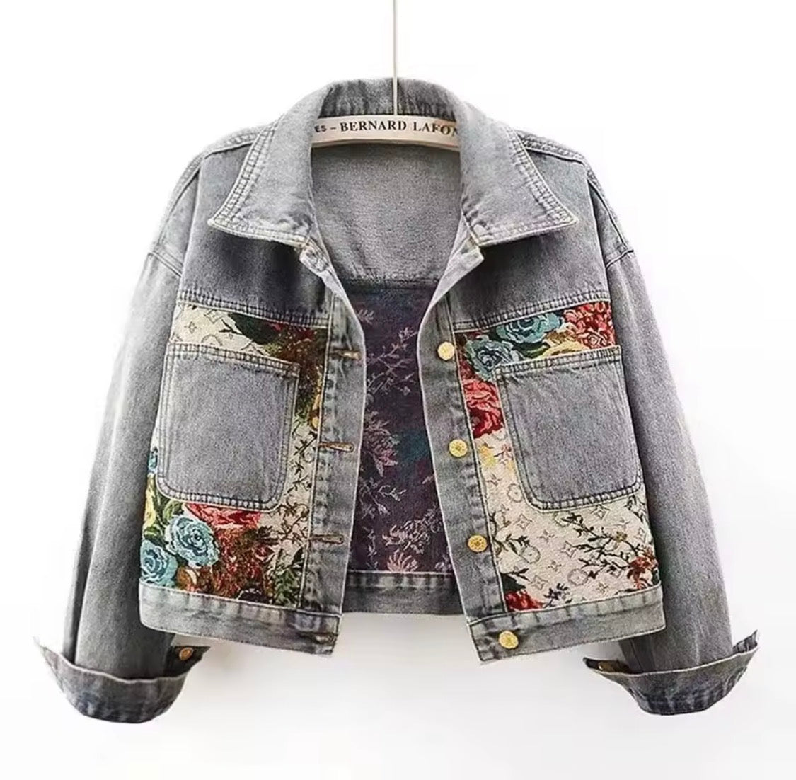 Vintage style Tapestry Floral Jean Jacket,Denim Jacket