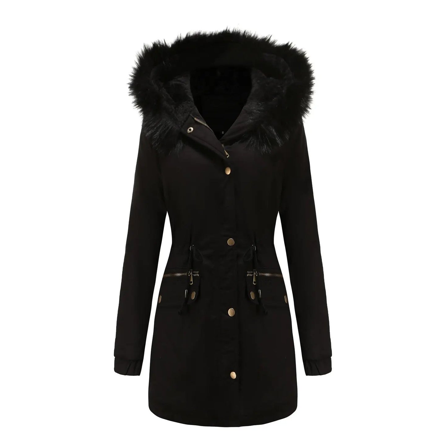 Women's Mid-length Fur Collar Coat Parker Cotton-padded Coat null