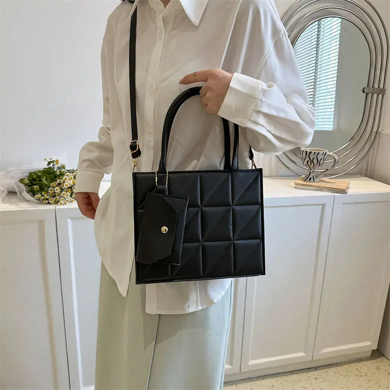 Plaid Shoulder With Small Wallet Simple Elegant  Square  Handbag JNi3 shop