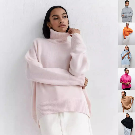 Winter Turtleneck Sweater Ins Solid Color Long Sleeve Pullover Top Women's Clothing Cjdropshipping